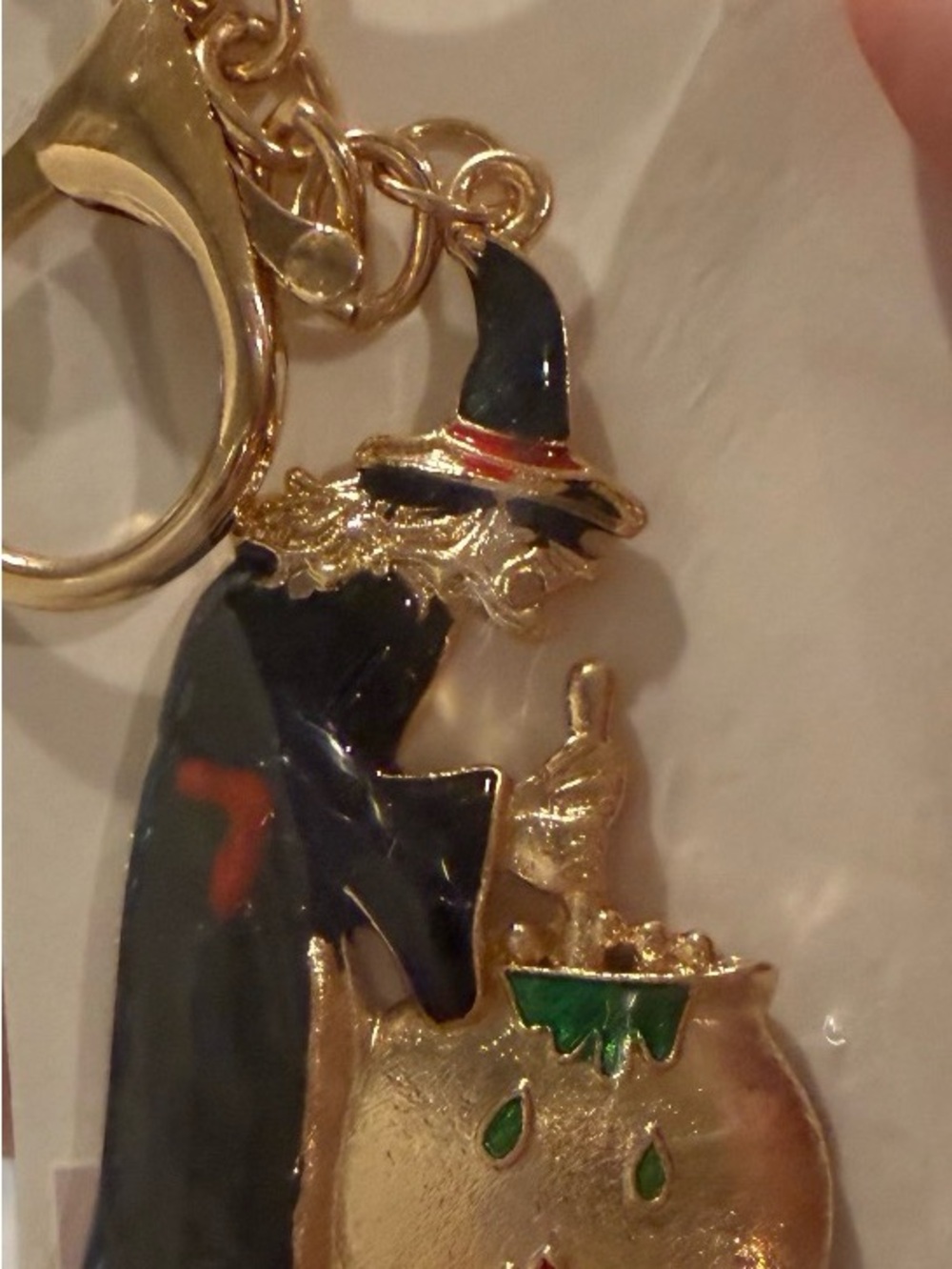 Gold-Tone Witch and Cauldron Keychain - Black and Gold - Picture 5 of 6